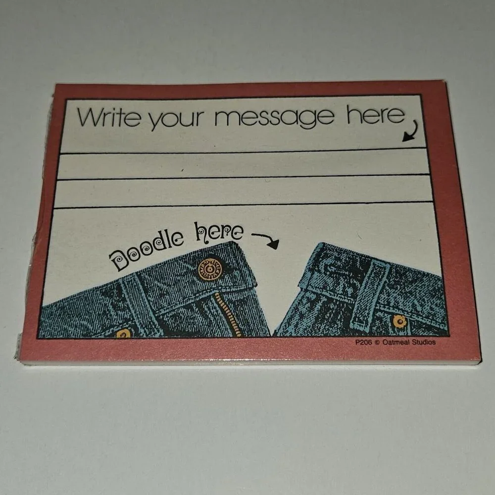 VTG Blue Jeans Post-It Note Notepad Message Doodle 40 Sheets NEW SEALED